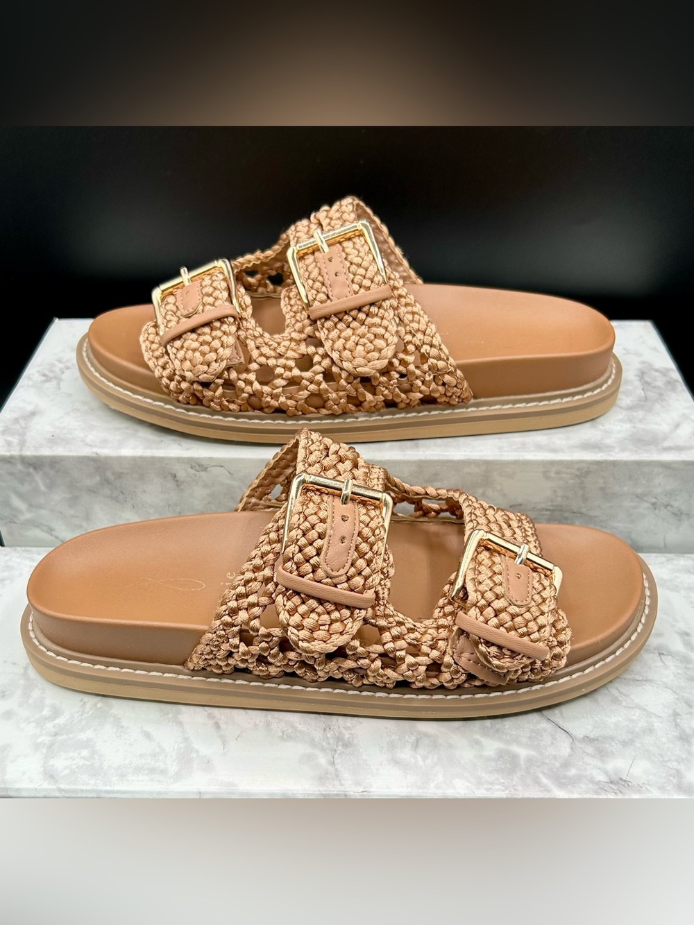 JOIE Tan Weaver Braided Slide 
Sandals. Size 6 M